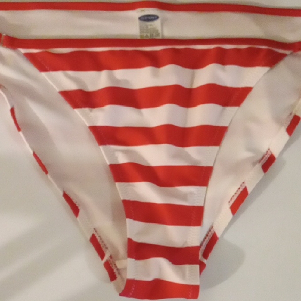 Old Navy Red and White Striped Bikini